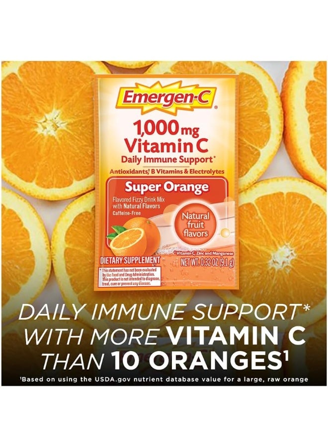 Emergen-C (30 Count, Super Orange Flavor, 1 Month Supply) Dietary Supplement Fizzy Drink Mix With 1000Mg Vitamin C, 0.32 Ounce Packets, Caffeine Free - Image 3