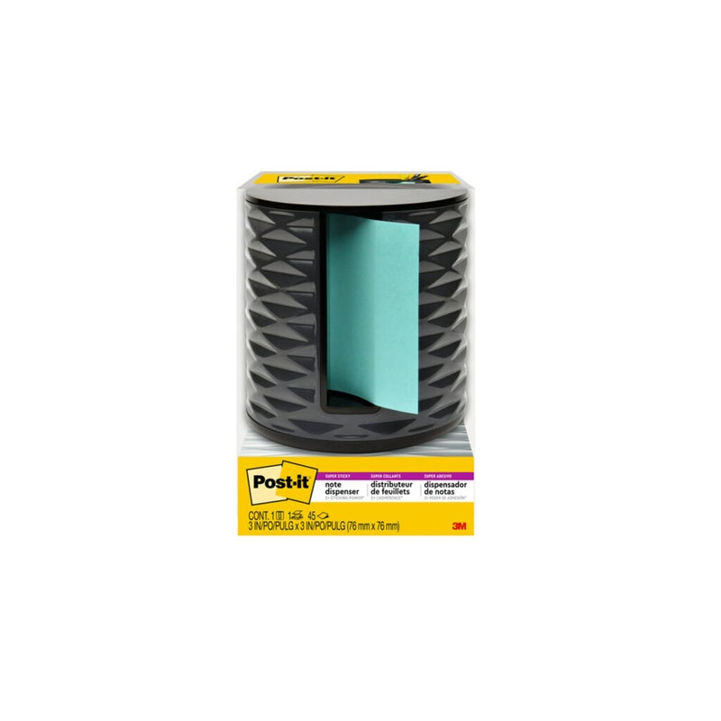 Post It Post-it Note Dispenser, Vertical Design, Pop-Up Notes, Black with Grey Geometric Pattern, 1 Aqua Splash 3 in x 3 in Super Sticky Note Pad - Image 2