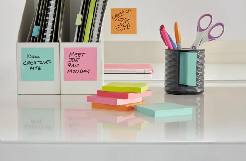 Post It Post-it Note Dispenser, Vertical Design, Pop-Up Notes, Black with Grey Geometric Pattern, 1 Aqua Splash 3 in x 3 in Super Sticky Note Pad - Image 5