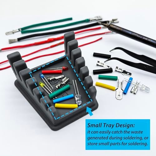 ZYRELYNX Upgraded Silicone Soldering Stand, Helping Hands Soldering Station, Soldering Wire Holder with 6 Slots - Third Hand Soldering Iron Stand for 32AWG to 12AWG Wires(Only Stand), Dark Grey, 1 Pcs - Image 5