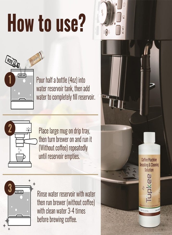 Tupkee Descaler (2 Pack, 2 Uses Per Bottle) - Made in the USA - Universal Descaling Solution for Keurig, Nespresso, Delonghi and All Single Use Coffee and Espresso Machines - Image 4