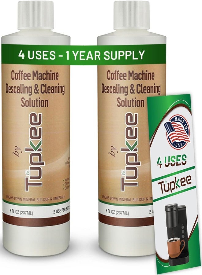 Tupkee Descaler (2 Pack, 2 Uses Per Bottle) - Made in the USA - Universal Descaling Solution for Keurig, Nespresso, Delonghi and All Single Use Coffee and Espresso Machines - Image 1