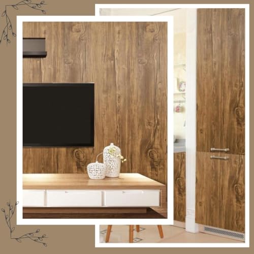 HAPPYMATES Self Adhesive Wood Grain Vinyl Wallpaper Stickers Home Adhesive Wallpaper Waterproof Bedroom Wood Grain Contact Paper Wall Stickers Rolls for Home,Kitchen (24 X 48 Inch, American Wood) - Image 5