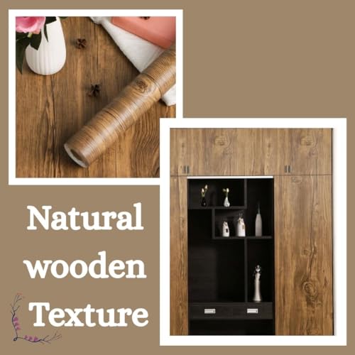 HAPPYMATES Self Adhesive Wood Grain Vinyl Wallpaper Stickers Home Adhesive Wallpaper Waterproof Bedroom Wood Grain Contact Paper Wall Stickers Rolls for Home,Kitchen (24 X 48 Inch, American Wood) - Image 2