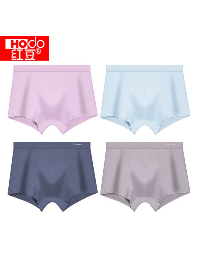 Hodo Men's Modal Aaa Antibacterial Silk-blend Boxer Briefs, Comfortable Four-corner Underwear, Breathable Youth Style, 4-pack - Image 2
