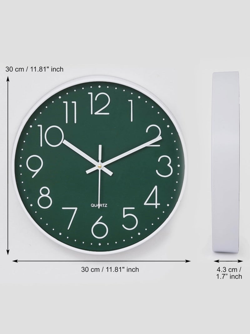 CHRONIKLE 12 Inch Modern Plastic Stylish Non Ticking Silent Analog Round Wall Clock for Home, Living Room, Bedroom, Office, and Kitchen (Green) (29.5 X 4 X 29.5 CM) - Image 4