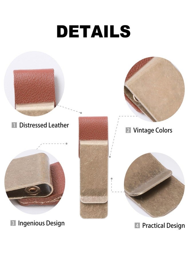 LJY 3-Pack Retro Style Traveler Notebook Leather Pen Holder Loop Stainless Steel Clip (Brown) - Image 3