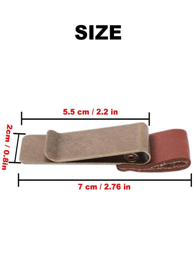 LJY 3-Pack Retro Style Traveler Notebook Leather Pen Holder Loop Stainless Steel Clip (Brown) - Image 2