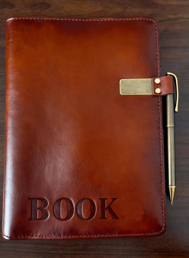 LJY 3-Pack Retro Style Traveler Notebook Leather Pen Holder Loop Stainless Steel Clip (Brown) - Image 5