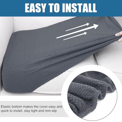 Smiry Waterproof Couch Cushion Covers, Stretch Jacquard Thick Sofa Cushion Covers, Washable Seat Slipcover Elastic Furniture Protector for Pets, Kid (3PC, Grey) - Image 4