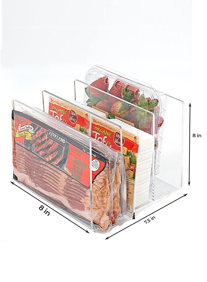 Eworld Stackable Fridge Acrylic Organizer with Vertical Dividers for Fruit Clamshells, Deli, Trays, Books & Wallets, Versatile Multi-Purpose Storage Solution for Refrigerator, Freezer, Kitchen, Desk, Closet  - Image 2