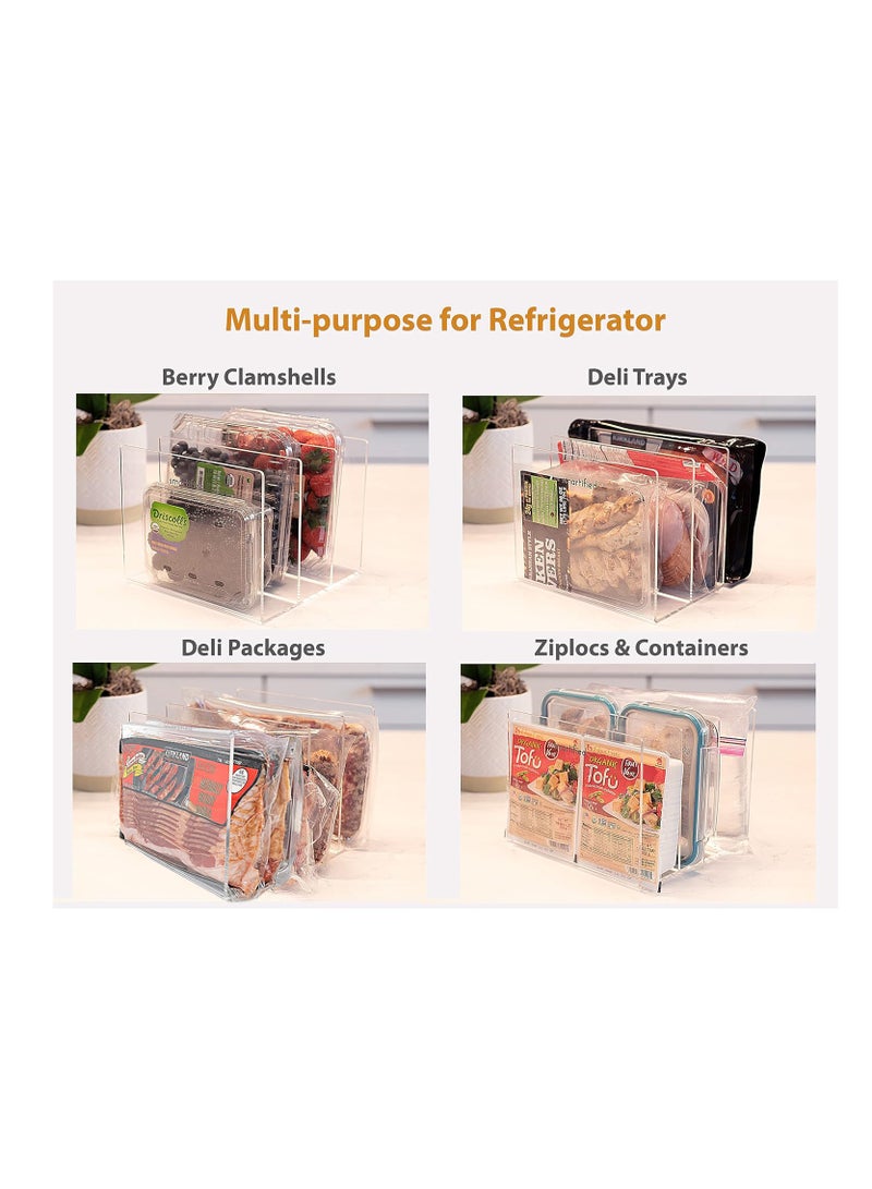 Eworld Stackable Fridge Acrylic Organizer with Vertical Dividers for Fruit Clamshells, Deli, Trays, Books & Wallets, Versatile Multi-Purpose Storage Solution for Refrigerator, Freezer, Kitchen, Desk, Closet  - Image 3