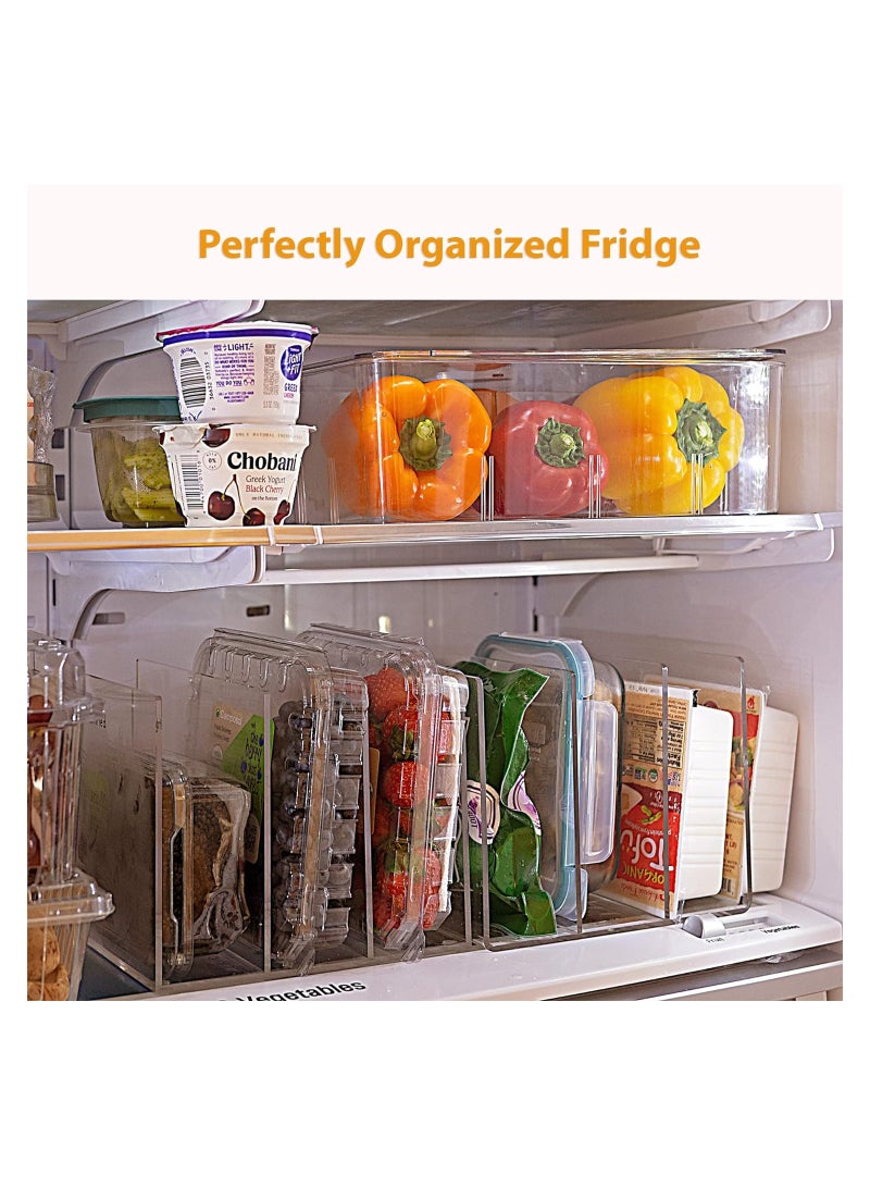 Eworld Stackable Fridge Acrylic Organizer with Vertical Dividers for Fruit Clamshells, Deli, Trays, Books & Wallets, Versatile Multi-Purpose Storage Solution for Refrigerator, Freezer, Kitchen, Desk, Closet  - Image 4
