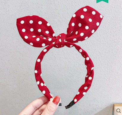 Generic Korean Kids Hairband Butterfly Bow Anti-Slip Princess 3 # Red polka dot rabbit ears