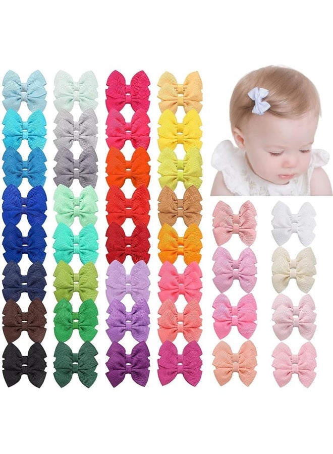 CellElection 80Pcs Hair bow Clips 2Inch Mini Hair Clips for Baby Fine Hair Grosgrain Ribbon Bows Metal Alligator Clips Non-slip Baby Hair Clips for Baby Girls Infants Toddlers 40 Colors in Pairs - Image 1