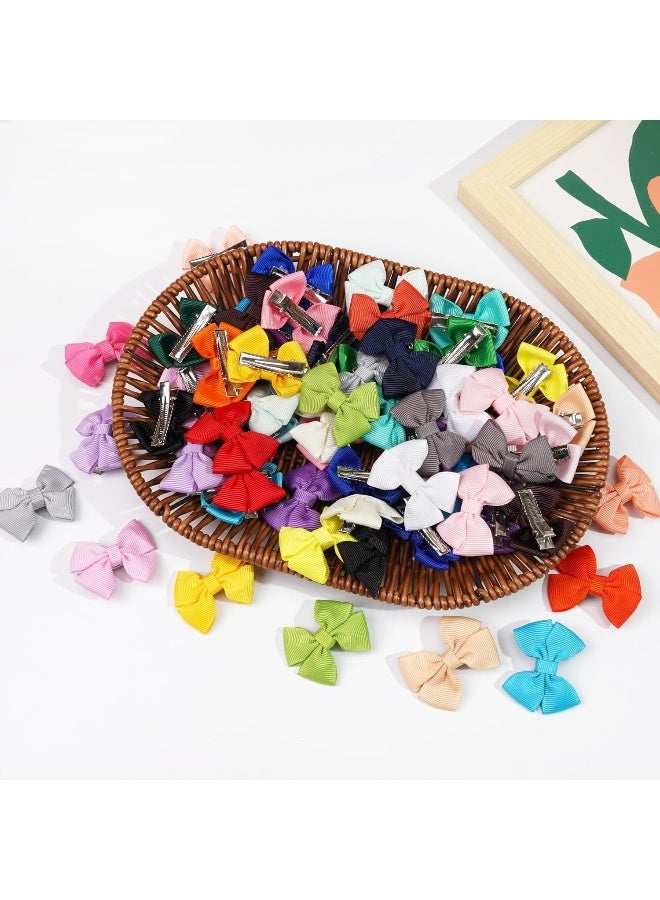 CellElection 80Pcs Hair bow Clips 2Inch Mini Hair Clips for Baby Fine Hair Grosgrain Ribbon Bows Metal Alligator Clips Non-slip Baby Hair Clips for Baby Girls Infants Toddlers 40 Colors in Pairs - Image 4