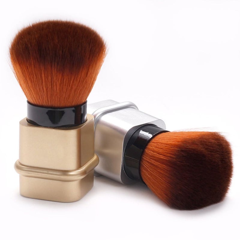 Retractable Powder Brush Blush Brush with Silver Extendable Tube for Nail Dust Removal and Travel Makeup Application - Image 5