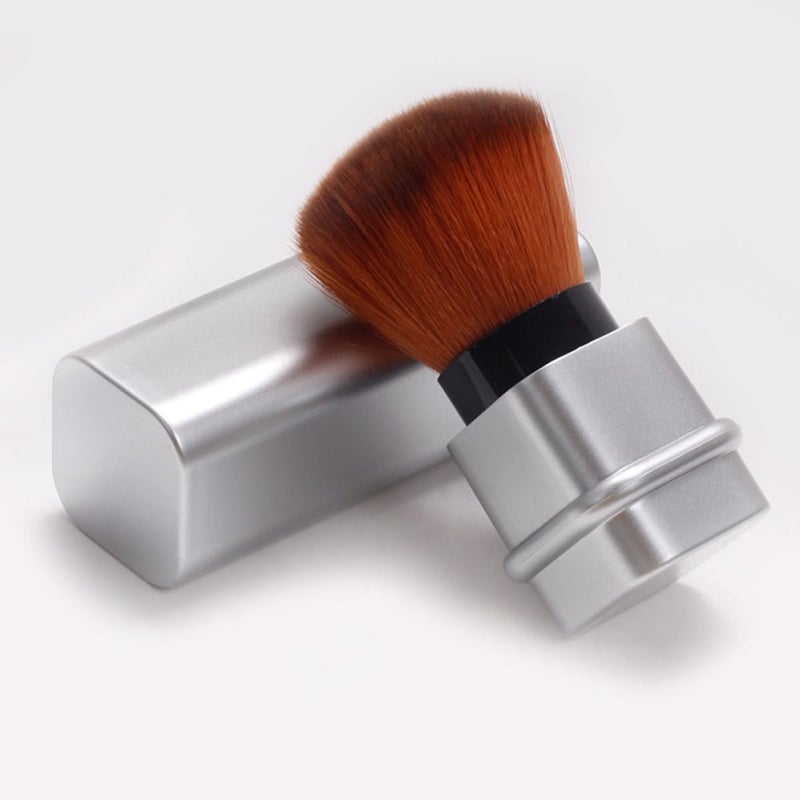 Retractable Powder Brush Blush Brush with Silver Extendable Tube for Nail Dust Removal and Travel Makeup Application - Image 4