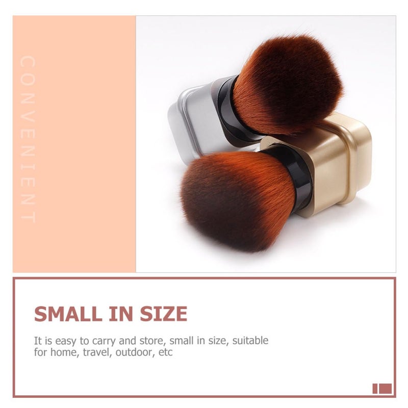 Retractable Powder Brush Blush Brush with Silver Extendable Tube for Nail Dust Removal and Travel Makeup Application - Image 3