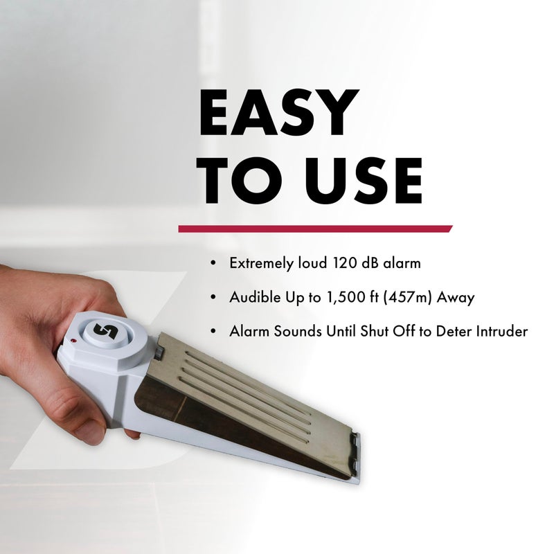 SABRE 120 dB Wedge Door Stop Security Alarm, Extremely Loud Wireless Alarm Siren Audible Up To 1,500 Ft., Non-Skid Pad, Compact Alarm Great for Home, Travel, Apartment or Dorm - Image 2