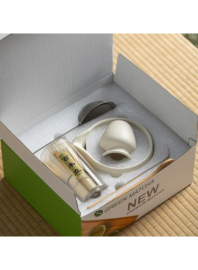 إيزي غوز طقم أدوات خفاقة شاي الماتشا التقليدية المصنوعة يدويًا المكون من 8 قطع، طقم أدوات هدايا شاي الماتشا التقليدي المصنوع يدويًا باللون الوردي - Image 2