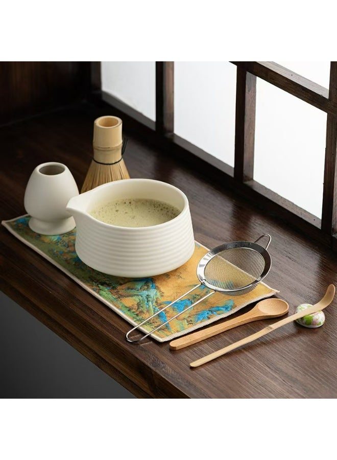 إيزي غوز طقم أدوات خفاقة شاي الماتشا التقليدية المصنوعة يدويًا المكون من 8 قطع، طقم أدوات هدايا شاي الماتشا التقليدي المصنوع يدويًا باللون الوردي - Image 3