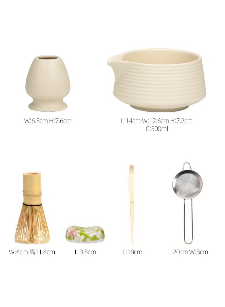 إيزي غوز طقم أدوات خفاقة شاي الماتشا التقليدية المصنوعة يدويًا المكون من 8 قطع، طقم أدوات هدايا شاي الماتشا التقليدي المصنوع يدويًا باللون الوردي - Image 5
