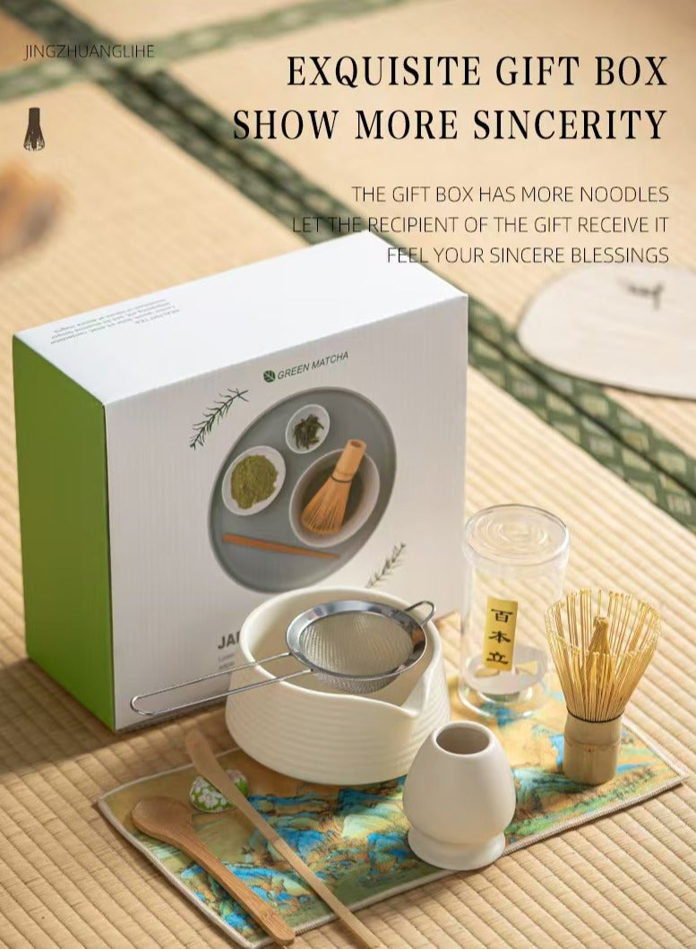 إيزي غوز طقم أدوات خفاقة شاي الماتشا التقليدية المصنوعة يدويًا المكون من 8 قطع، طقم أدوات هدايا شاي الماتشا التقليدي المصنوع يدويًا باللون الوردي - Image 4