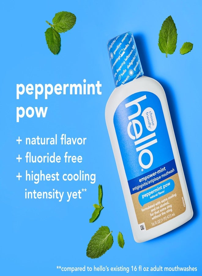 hello Empower-Mint Fluoride Free and Alcohol Free Mouthwash, Non Alcoholic Mint Mouthwash Pack, Peppermint Pow, 3 Pack, 16 Fl Oz Bottles - Image 5