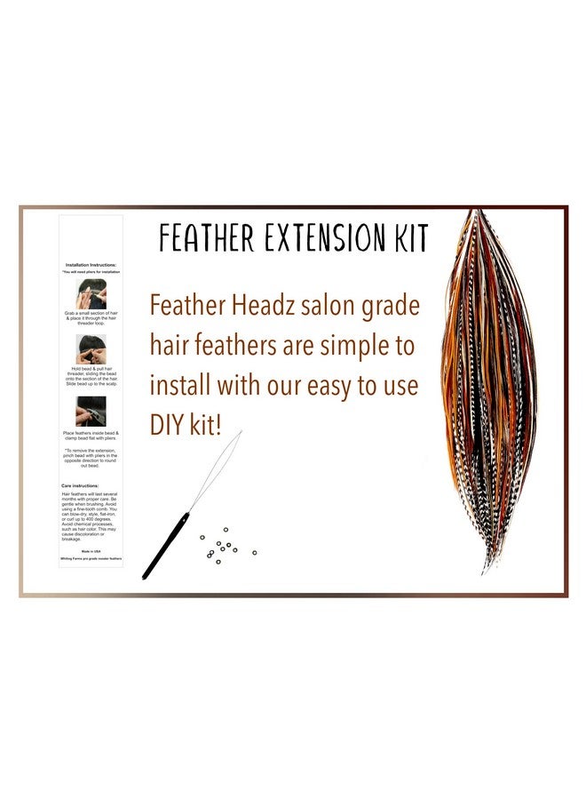 Feather Headz 21 Natural Color Hair Feathers 7” 12” Long Feathers For Hair Extension Natural Hair Extension Diy Kit Eyecatching Design 10 Microlink Beads 100% Real Rooster Feathers - Image 4