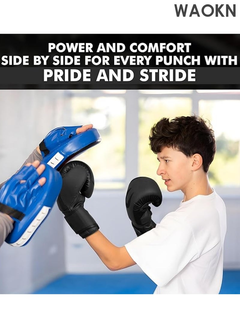 WAOKN 12OZ Boxing Gloves PU Leather, Muay Thai Kickboxing MMA Sparring Training, Advanced TAKKA Closure, Padding, Punch Bags Speed Ball Focus Pads Workout Gloves,Boxing Gloves Sparring Muay Thai Pro Training, Maya Hide Leather, Kickboxing Heavy Punching Bag Focus Mitts Pads Double End Ball Workout, MMA Fitness Gym Bagwork, Ventilated Palm, Men Black - Image 4