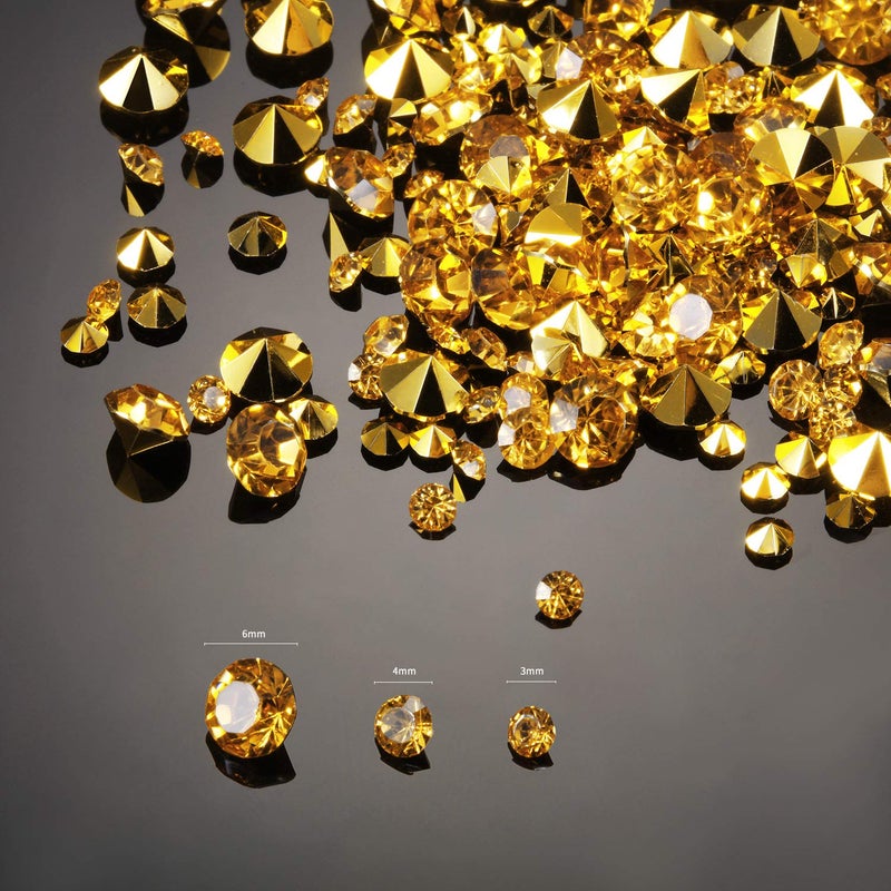 Bememo 10000 Clear Wedding Table Scatter Confetti Crystals Acrylic Diamonds Rhinestones for Table Centerpiece Decorations Wedding Decorations Bridal Shower Decorations Vase Beads (Gold, 3 mm, 6 mm and 10 mm) - Image 2