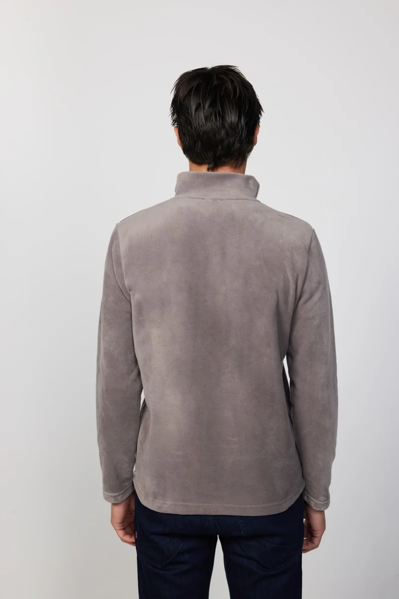 تودورس Men's Standard Fit Relaxed Cut Non-Pilling Cold Proof Gray Stand Collar Fleece Sweatshirt