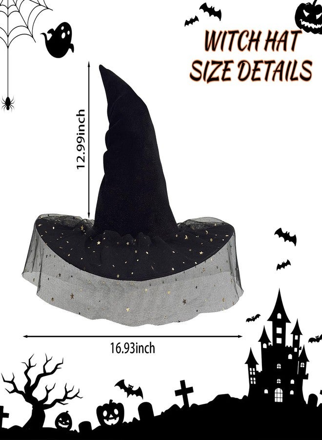 JUSTOTRY Witch Hat - Halloween Custume Hats Witches Hat with Delicate Moon & Star for Halloween Decor Accessories Hocus Pocus Party Favor - Image 3