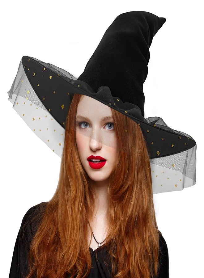 JUSTOTRY Witch Hat - Halloween Custume Hats Witches Hat with Delicate Moon & Star for Halloween Decor Accessories Hocus Pocus Party Favor - Image 1