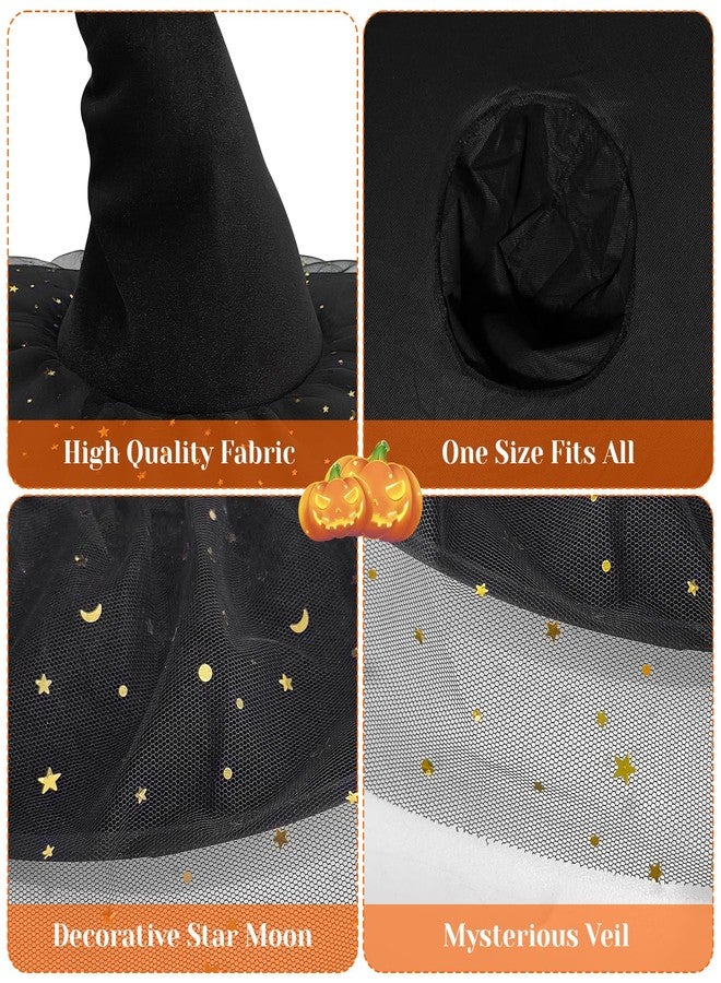 JUSTOTRY Witch Hat - Halloween Custume Hats Witches Hat with Delicate Moon & Star for Halloween Decor Accessories Hocus Pocus Party Favor - Image 4