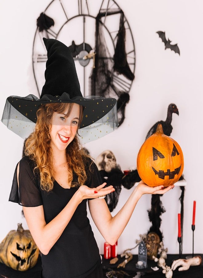 JUSTOTRY Witch Hat - Halloween Custume Hats Witches Hat with Delicate Moon & Star for Halloween Decor Accessories Hocus Pocus Party Favor - Image 2