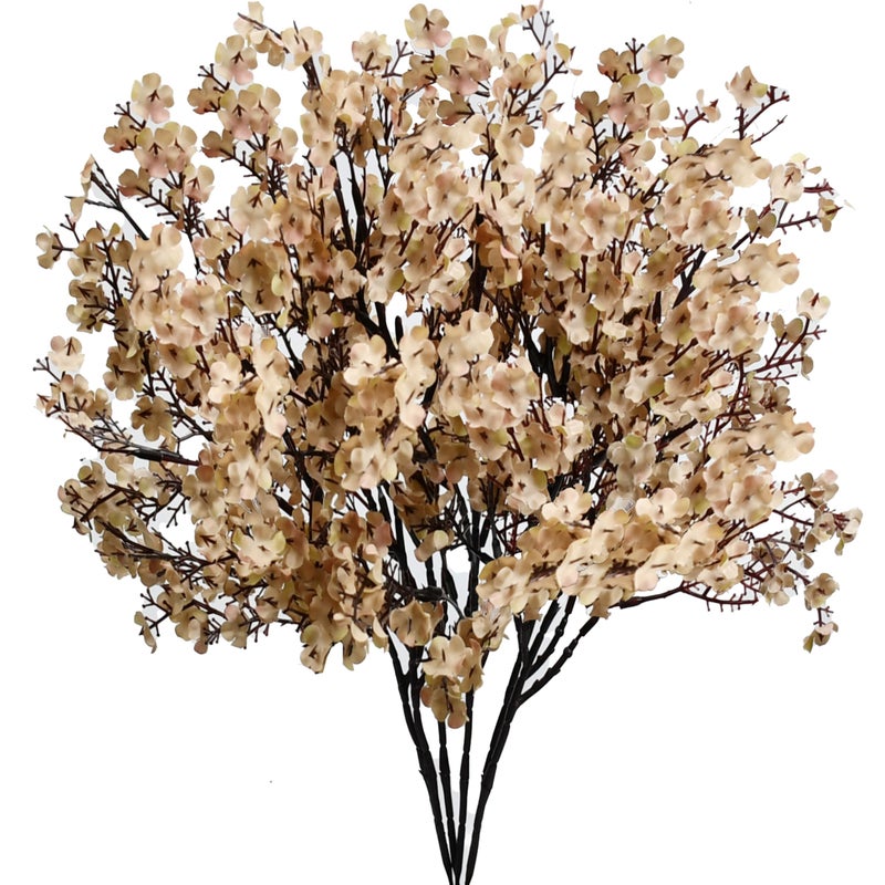 Mandy's 15pcs Light Brown Artificial Flowers Silk Fall Flowers Babys Breath Gypsophila 18.7" for Home Kitchen Decor New Year Spring - Image 1