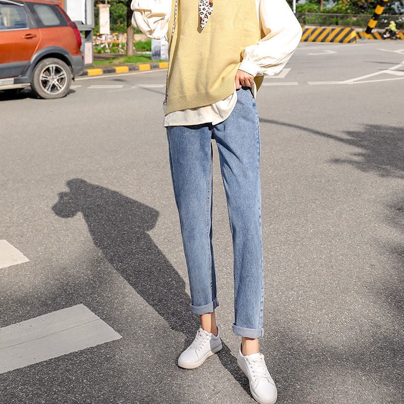 2023 New Jeans Women'S Loose High Waist Slimming Retro Cropped Harem Pants - Image 4