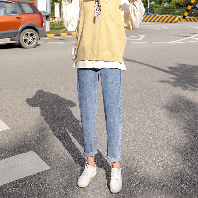 2023 New Jeans Women'S Loose High Waist Slimming Retro Cropped Harem Pants - Image 3