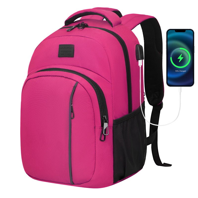 LARIPOP Carry On Backpack for Airplane 156 Inch Laptop Backpack with USB Charging Port Water Resistant Business Travel Backpack Lightweight College School Bookbag Anti Theft for Men Women Rose - Image 2
