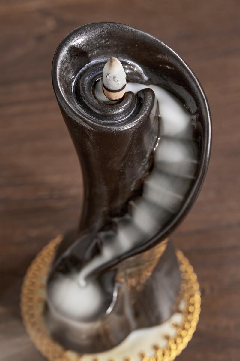 LAMDAWN Unique Cloud Stairs Ceramic Waterfall Incense Holder, Paired with a Pack of Backflow Incense Cones. (Metallic) - Image 3