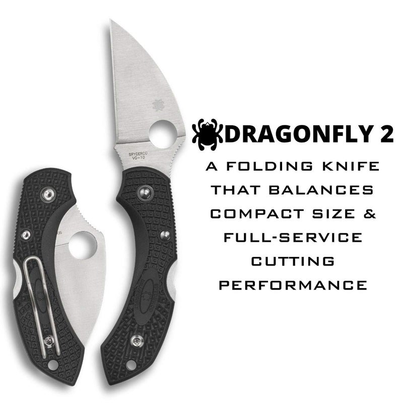Spyderco Dragonfly 2 Lightweight Signature Knife with 2.28" VG-10 Wharncliffe Blade and High-Strength Black FRN Handle - PlainEdge - C28FPWCBK2 - Image 2
