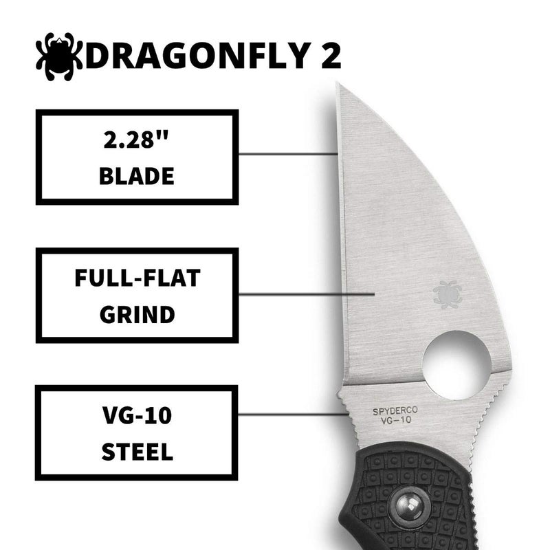 Spyderco Dragonfly 2 Lightweight Signature Knife with 2.28" VG-10 Wharncliffe Blade and High-Strength Black FRN Handle - PlainEdge - C28FPWCBK2 - Image 3