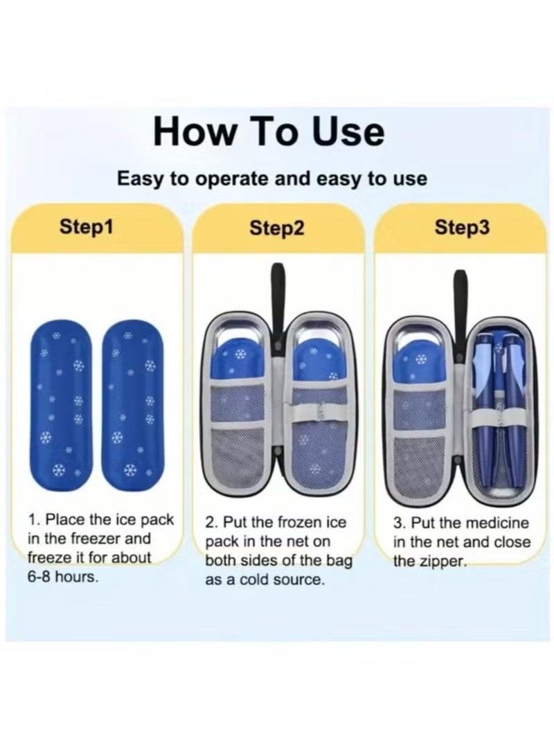 Falcon Med Diabetic Travel Case with Ice Pack, Aluminum Foil Liner, 20 x 7.5 x 4.5 cm - Image 3