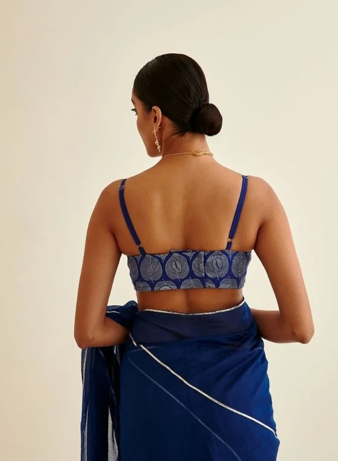 Abhishti Banarasi paan Zari Blouse-Imperial Blue
