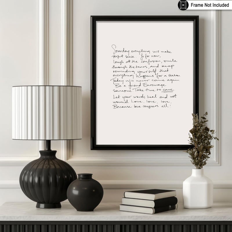 Poster Master Vintage Motivational Poster - Unique Print - Because Love Conquers All, Minimalist, Letter, Aesthetic - 8x10 UNFRAMED Wall Art - Gift for Artist, Friend - Wall Decor for Home, Office - Image 3