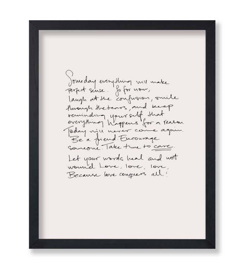 Poster Master Vintage Motivational Poster - Unique Print - Because Love Conquers All, Minimalist, Letter, Aesthetic - 8x10 UNFRAMED Wall Art - Gift for Artist, Friend - Wall Decor for Home, Office - Image 1