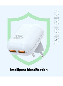 Vidvie Dual-port wall charger with fast charging technology, 12W fast and safe charging, compatible with iPhone 14/13/12 Pro Max, Samsung Galaxy S23/S22 and Android phones, compact and modern design for superior performance and reliable charging experience.  - Image 1