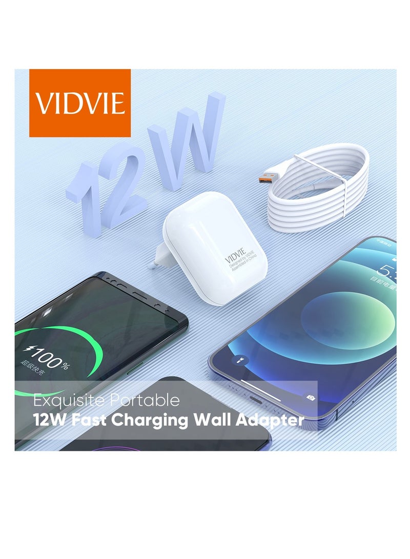 Vidvie Dual-port wall charger with fast charging technology, 12W fast and safe charging, compatible with iPhone 14/13/12 Pro Max, Samsung Galaxy S23/S22 and Android phones, compact and modern design for superior performance and reliable charging experience.  - Image 2